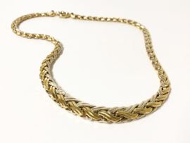 18 K Bicolor Gouden Schakel Slot Collier (uitlopend) Cabochon Saffier - 45 cm / 40,1 g