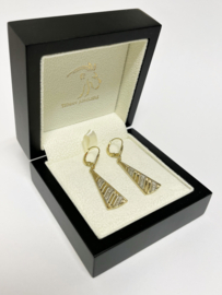 14 K Bicolor Gouden Oorhangers Diamant Leverback Sluiting - 4,5 cm