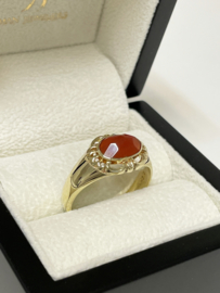 Antiek Gouden Ring Facet Geslepen Carneool