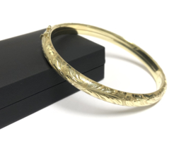 14 K Gouden Slaven Armband Floraal Gegraveerd - 29 g / 20 cm