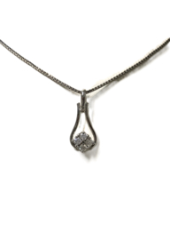 Witgouden Venetiaans Collier Hanger Briljant Geslepen Heldere Zirkonia