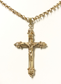 Handvervaardigd Antiek Gouden Hanger Kruis Met Jezusfiguur - 6 cm