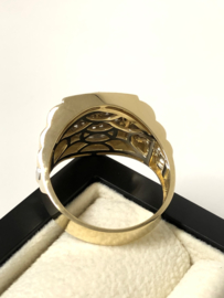 14 K Bicolor Gouden Rolex Mercedes Heren Ring - 9,6 g