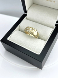 14 Karaat Geelgouden Ring Open Gewerkt Meander Motief