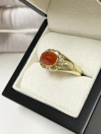 Antiek Gouden Ring Facet Geslepen Carneool