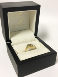 18 K Bicolor Gouden Slag Ring 0.15 crt Briljantgeslepen Diamant