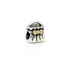 PANDORA 790474 Bow Purse Charm Zilver / Goud - Retired