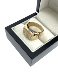 Gouden Heren Ring Briljant Geslepen Helder Cubic Zirkonia - 10.3 g