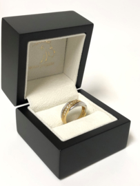 18 K Bicolor Gouden Bandring / Slag Ring 0.25 Briljant Geslepen Diamant