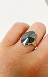 Vintage 14 K Antiek Gouden Ring Facetgeslepen Hematiet