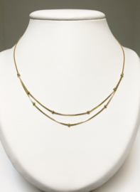 14 K Gouden Venetiaans Collier Balletjes (2-Rijig) - 45 cm
