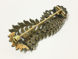 Antiek Zilveren / Gouden Veerbroche Roosdiamanten ca 1880