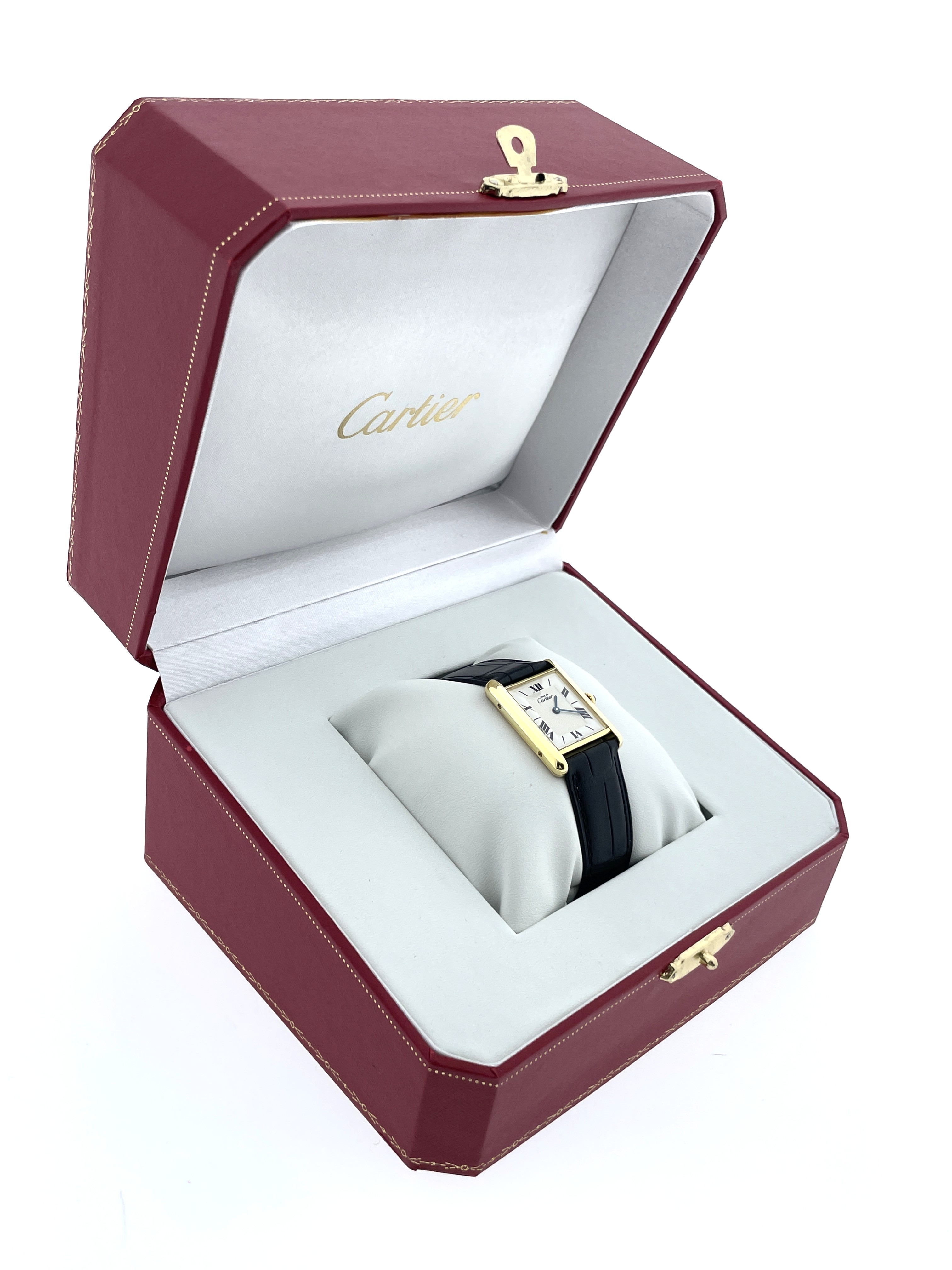 Must de Cartier Tank Large Model Quartz White Roman Dial Deployante Incl Garantie Ref. 1615
