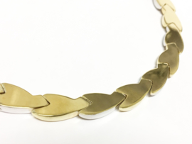 14 K Bicolor Gouden Fantasie Schakel Collier - 45 cm / 31,95 g