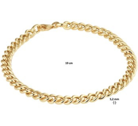 14 K Gouden Gourmet Schakel Armband - 5,2 mm / 19 cm