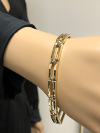 14 K Bicolor Gouden Schakel Armband - 19 cm / 14,2 g / 7,5 mm