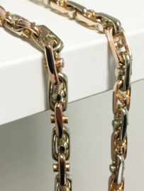 14 K Bicolor Gouden BRACCIO Schakel Ketting 63 cm / 81,96 gr
