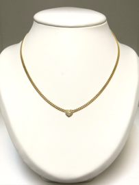 14 K Gouden Gourmet Ketting Diamanten Hartje - 44 cm / 11,55 g
