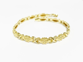 Vintage Schakel Armband Bloemen - 19,3 cm / 6 mm