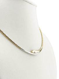 Le Chic Gouden Vossenstaart Collier Bicolor Hanger 0.10 ct Briljant Geslepen Diamant G/VVS