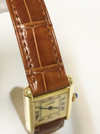 Must de Cartier Tank Quartz Roman Dial - Incl Cartier Garantie / Alligator Goud