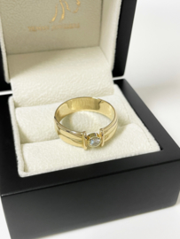 Aller Spanninga 14 K Gouden Bandring 0.25 Crt Diamant G-VVS1