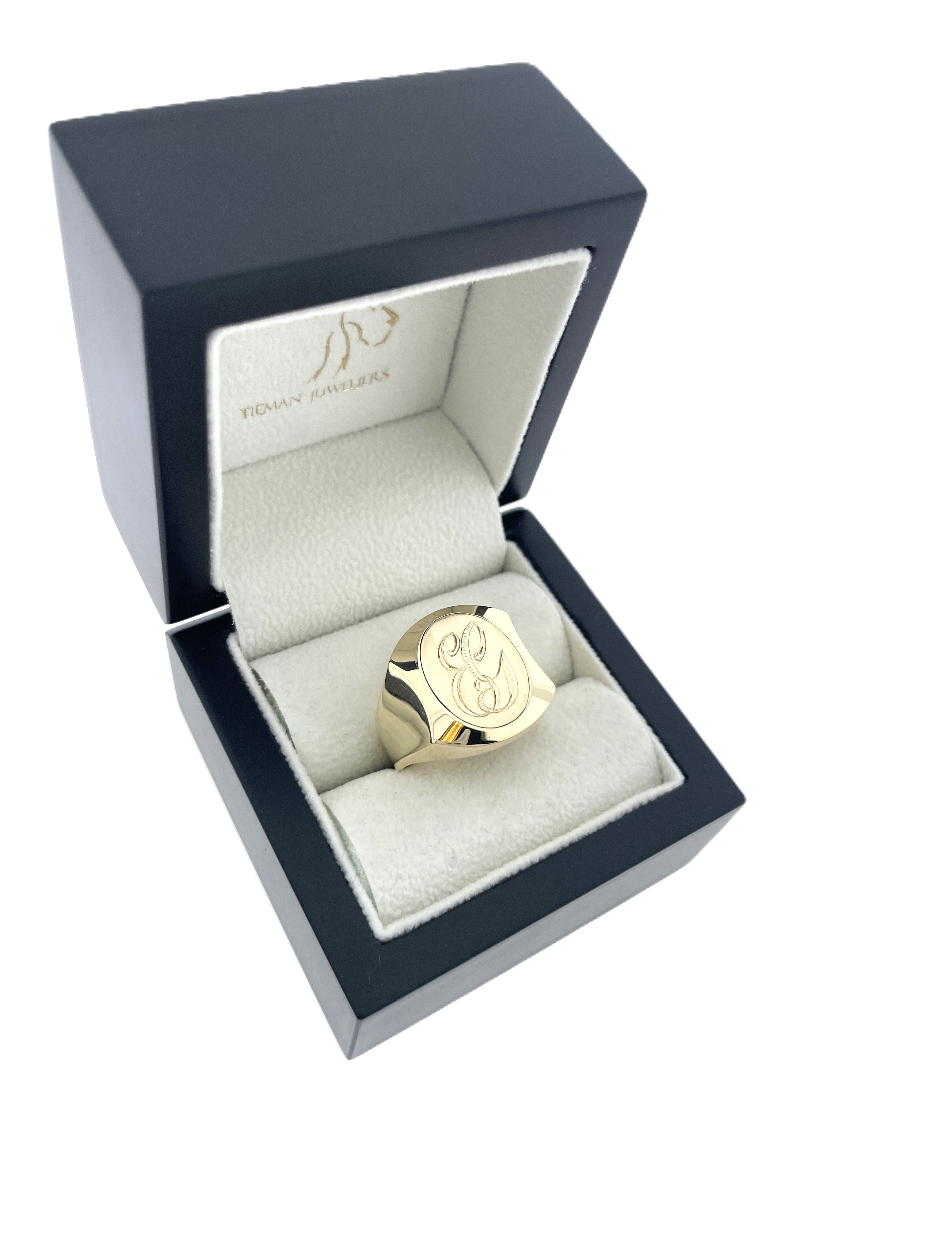 14 Karaat Gouden Zegelring Monogram EG - 10 g / Mt 20.5