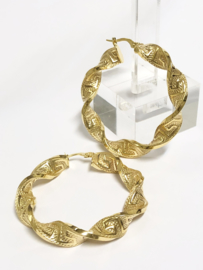 14 K Gouden Wokkel Creolen Meander Versace - 3,5  cm / 4 g