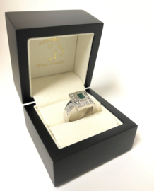 Art Deco 18 K Massief Gouden Ring Smaragd / 0.70 ct Diamant - H/VS2