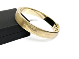 14 Karaat Gouden Brede Gravé Slaven Armband Bangle - 22 g