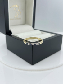 DIAMONDE 14 K Bicolor Gouden Rijring Aanschuifring Saffier / Briljant Geslepen Diamant