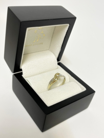 14 K Bicolor Gouden Fantasie Ring 0.02 ct Briljant Geslepen Diamant