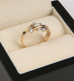 18 K Bicolor Gouden Fantasie Ring 0.065 crt Briljantgeslepen Diamant