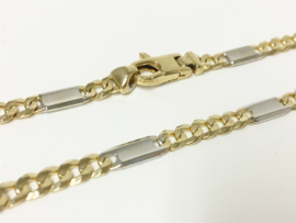 14 K Bicolor Gouden Gourmet Plaat Ketting - 46 cm / 14,45 g