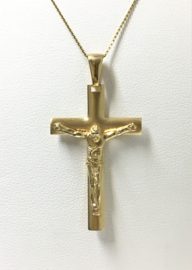 14 K Gouden Hanger - Kruis met Jezus Figuur / 4 cm