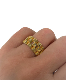Brede 18 Karaat Gouden Schakel Ring - 6,7 g