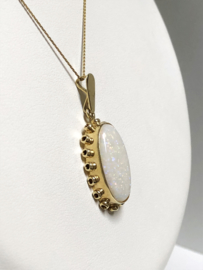 Antiek 14 Karaat Gouden Hanger Witte Opaal  (Ovaal) - 3,5 cm