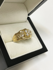 18 K Massief Gouden Geluks Ring Klaver 4 - 1.0 crt Briljant Geslepen Diamant F-G/VVS1