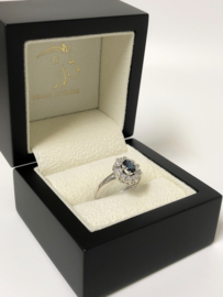 14 K Witgouden Entourage Ring Saffier / Briljant Geslepen Diamant