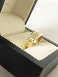 14 K Bicolor Gouden Bandring 0.15 Crt Diamant - G/VS2-SI1