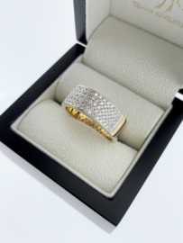 14 Karaat Massief Gouden Band Ring Heren 0.75 ct Briljant Geslepen Diamant - G/VS