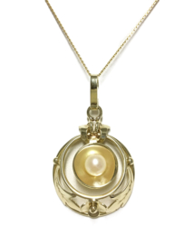 Handvervaardigd 14 K Gouden Florale Parel Hanger - 3,5 cm