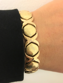 14 K Rosé met Geelgouden Fantasie Schakel Armband