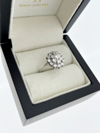 18 K Witgouden Rozet Ring 1.0 ct Briljant Geslepen Diamant TW / VVS1