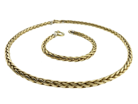 PALMIERO Jewelry Set 14 Karaat Gouden Vossenstaart Slot Collier + Armband - 5.5 mm / 45.34 g