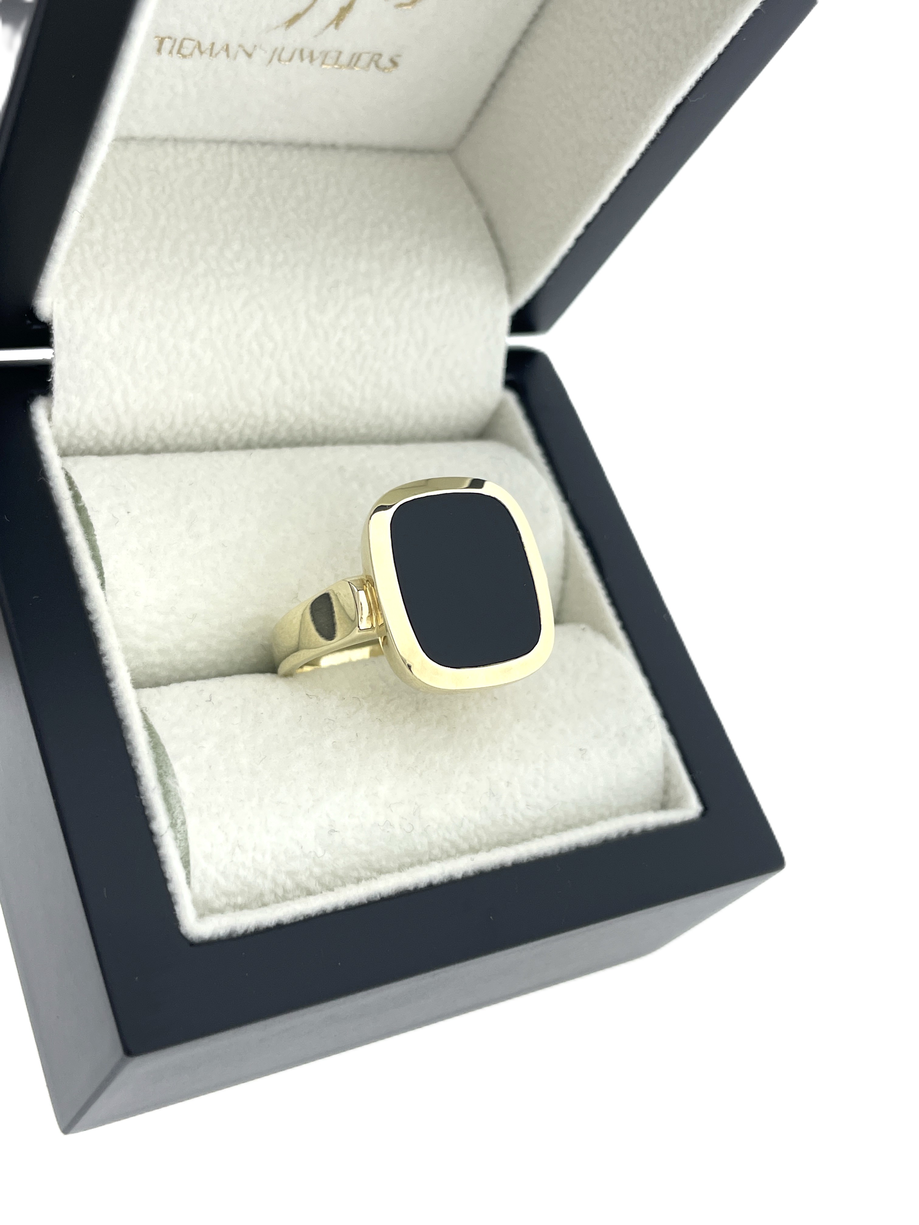 14 Karaat Massief Gouden Heren Zegelring Onyx / Klassiek - 11.5 Gram