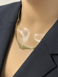 Fins Designer Riitta Hakala 14 K Gouden Collier 0.15 ct Briljant Geslepen Diamant - 45 cm / 13,8 g