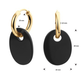 14 K Gouden Klap Oorringen Met Onyx Hangers