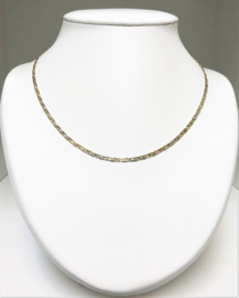 14 K Bicolor Gouden Valkoog Schakel Ketting - 45 cm / 8,13 g