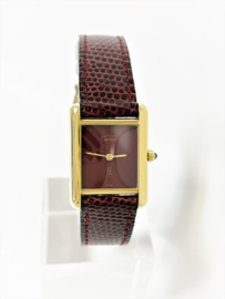 Cartier Must de Cartier Tank Midsize Quartz - Burgundy Red Lacquer / Wijn Rood